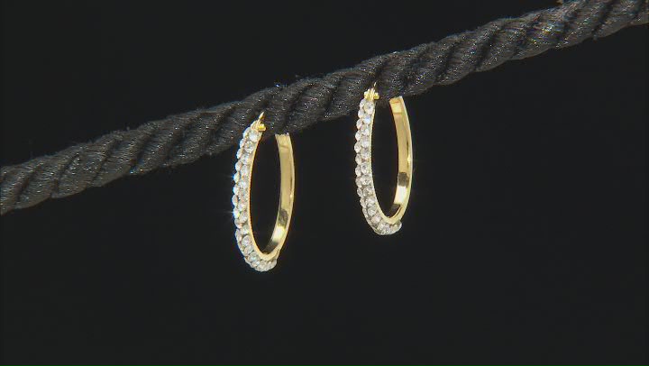 10k Yellow Gold 3/4" Crystal Hoop Earrings Video Thumbnail