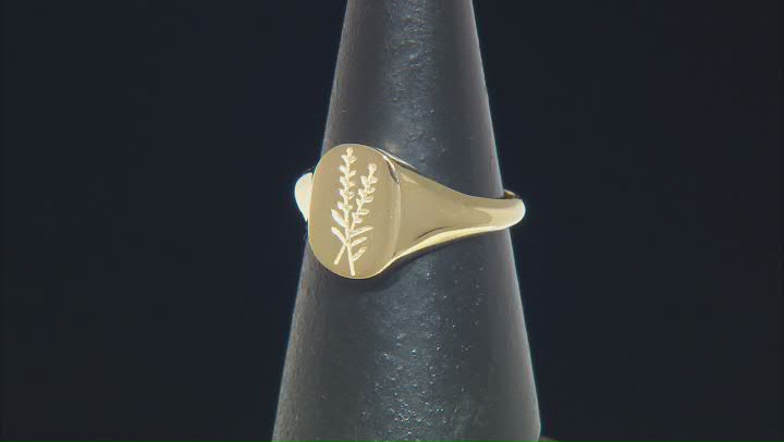 10k Yellow Gold Olive Branch Signet Ring Video Thumbnail