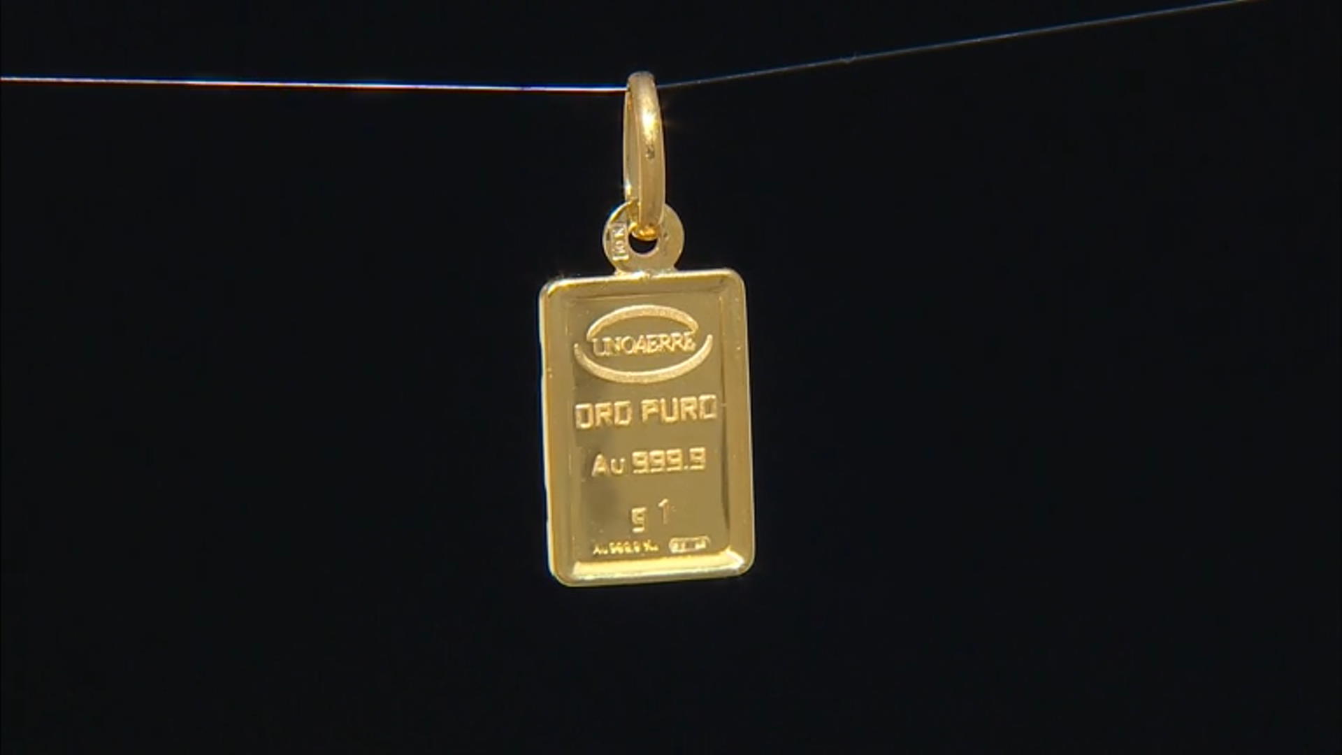 24k Yellow Gold 1g Ingot Pendant With 10k Yellow Gold Frame Video Thumbnail