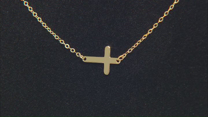 10k Yellow Gold Rolo Link Cross Station 18 Inch Necklace Video Thumbnail