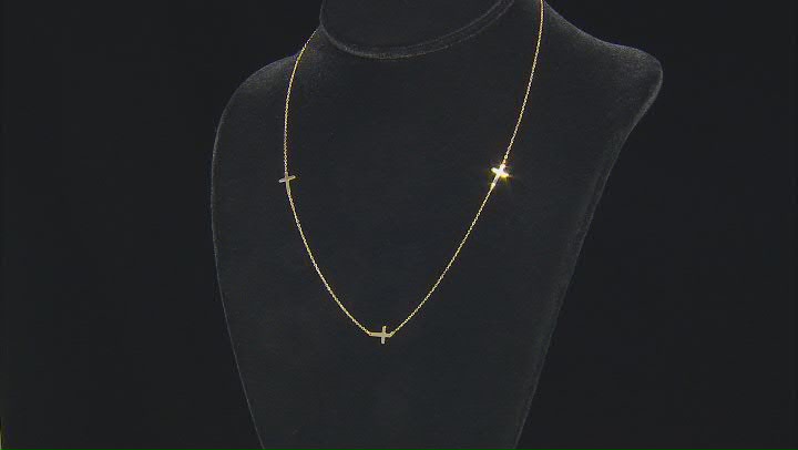 10k Yellow Gold Rolo Link Cross Station 18 Inch Necklace Video Thumbnail