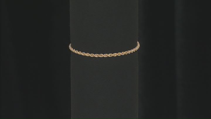 14k Yellow Gold 2.7mm Rope Link Bracelet Video Thumbnail