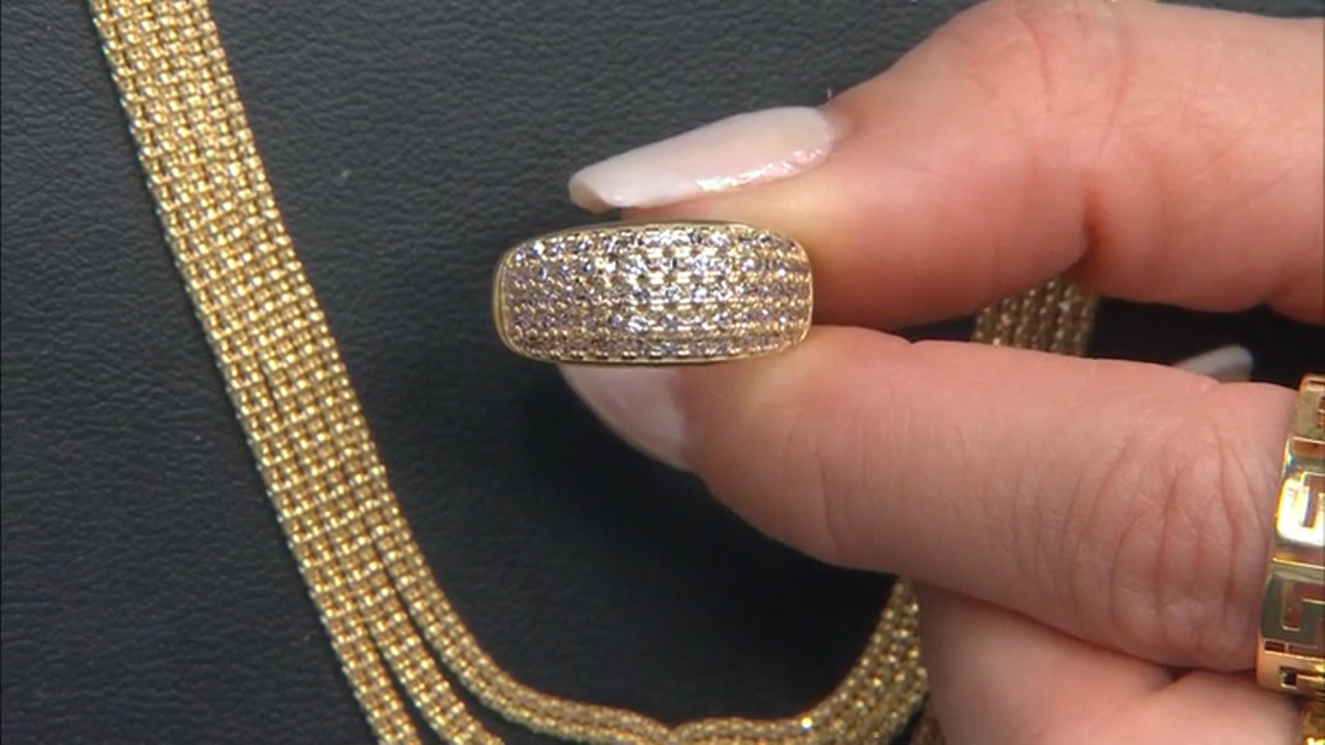 10k Yellow Gold & Rhodium Over 10k Yellow Gold Diamond-Cut Dome Ring Video Thumbnail