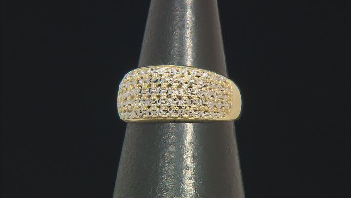 10k Yellow Gold & Rhodium Over 10k Yellow Gold Diamond-Cut Dome Ring Video Thumbnail