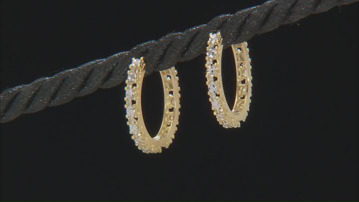 10k Yellow Gold & Rhodium Over 10k Yellow Gold Diamond-Cut Hoop Earrings Video Thumbnail