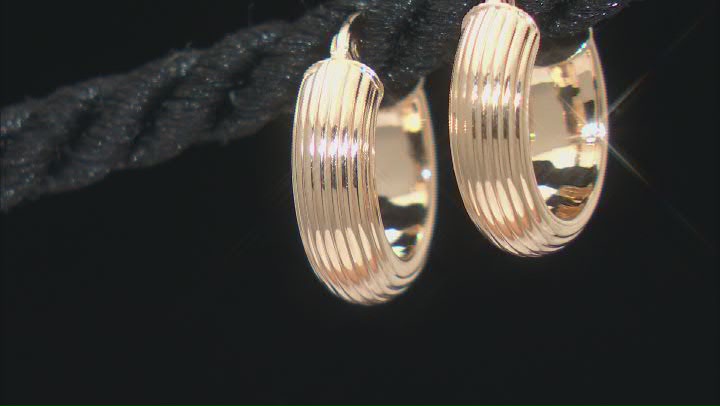 10k Yellow Gold 5/8" Textured Hoop Earrings Video Thumbnail