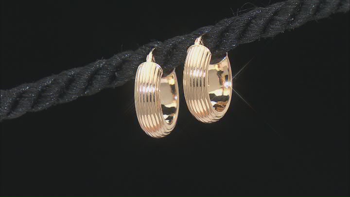 10k Yellow Gold 5/8" Textured Hoop Earrings Video Thumbnail
