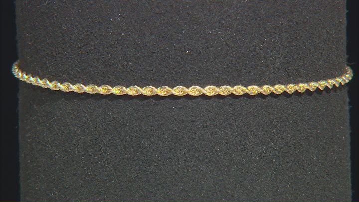 18k Yellow Gold Solid 1.6mm Rope Link Bracelet Video Thumbnail