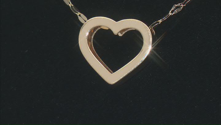 10k Yellow Gold Open Heart Pendant Mirror Link 20 Inch Necklace Video Thumbnail