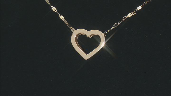 10k Yellow Gold Open Heart Pendant Mirror Link 20 Inch Necklace Video Thumbnail