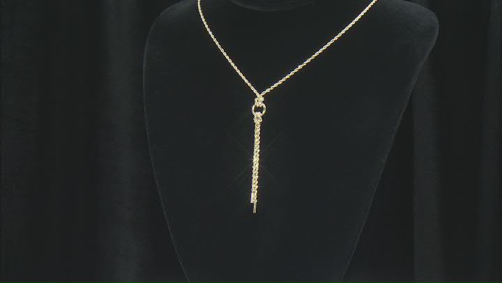 10k Yellow Gold Rope Link Lariat 18 Inch Necklace Video Thumbnail