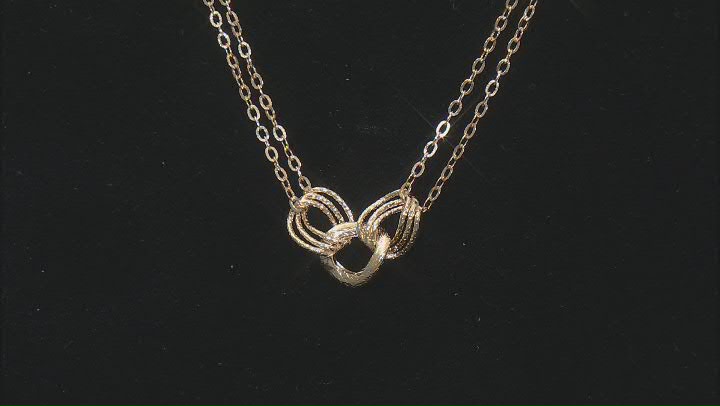 10k Yellow Gold Double Strand Diamond-Cut 3 Interlocking Curb Link 18 Inch Necklace Video Thumbnail