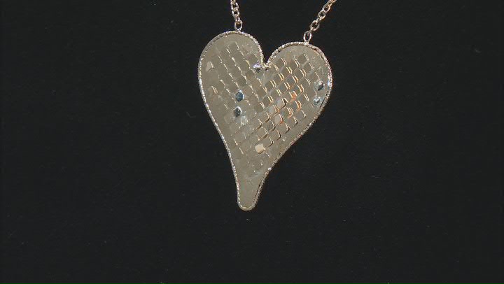14k Yellow Gold Diamond-Cut Heart Rolo Link 17.5 Inch Necklace Video Thumbnail
