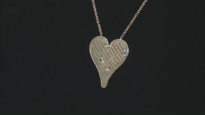 14k Yellow Gold Diamond-Cut Heart Rolo Link 17.5 Inch Necklace Video Thumbnail