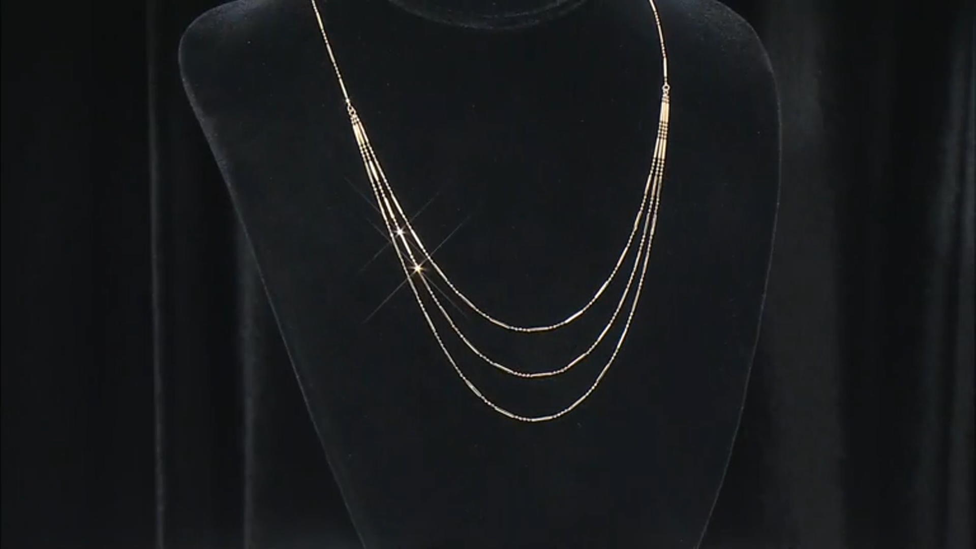 10k Yellow Gold Diamond-Cut Bead Link & Bar Station Multi-Row 17 Inch Necklace Video Thumbnail
