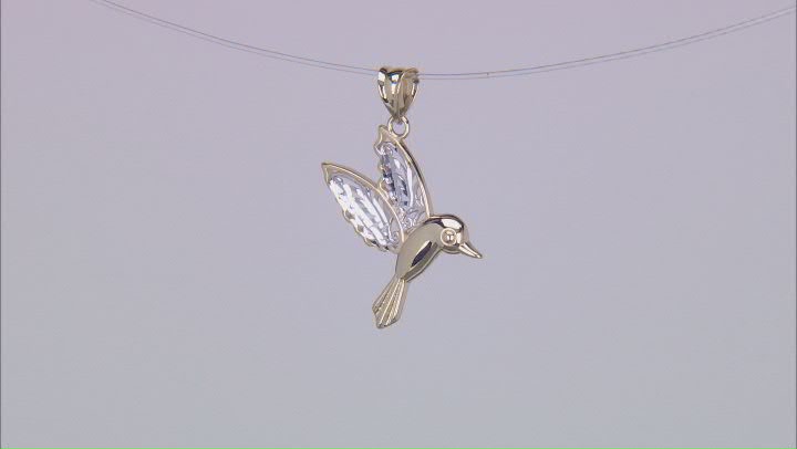 10k Yellow Gold & Rhodium Over 10k Yellow Gold Hummingbird Pendant Video Thumbnail