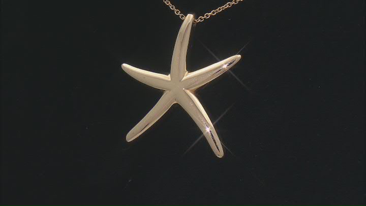 14k Yellow Gold Starfish 20 Inch Necklace Video Thumbnail