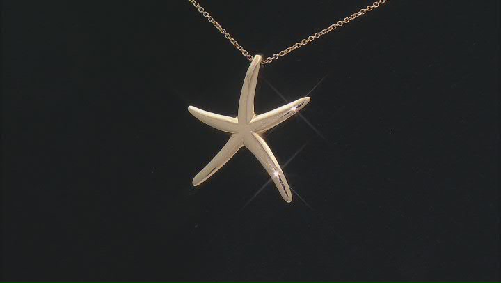 14k Yellow Gold Starfish 20 Inch Necklace Video Thumbnail