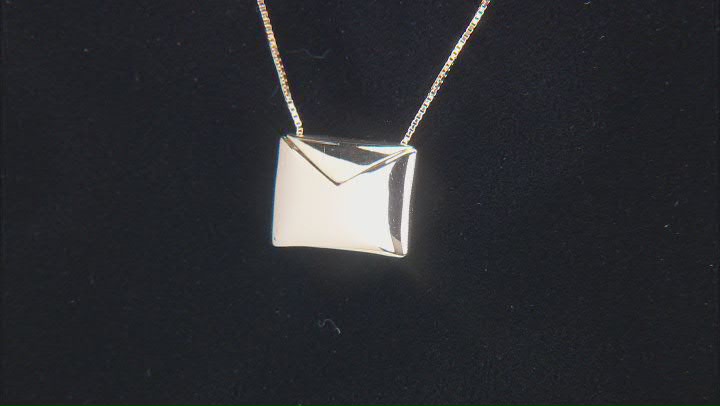 14k Yellow Gold Envelope Message 18 Inch Necklace Video Thumbnail