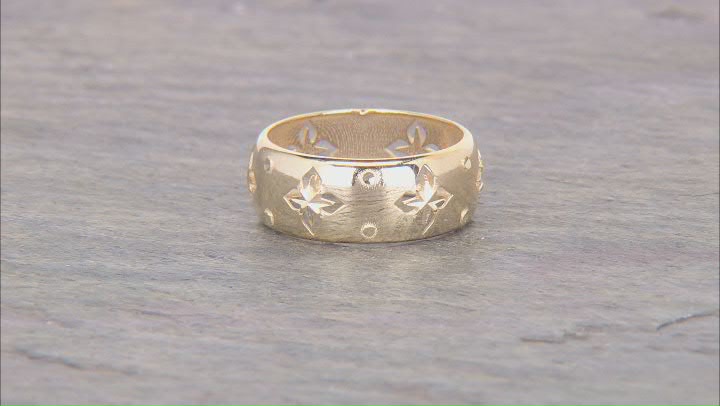 14k Yellow Gold 7.7mm Clover Band Ring Video Thumbnail