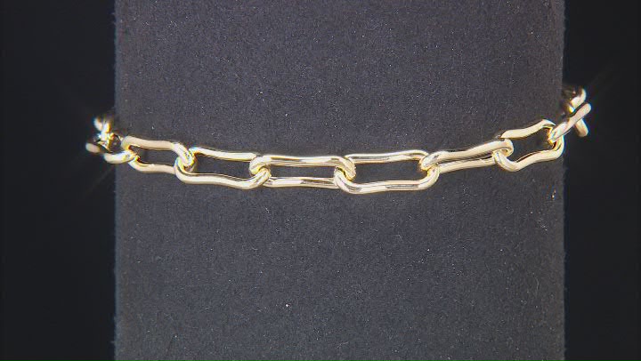 10k Yellow Gold Concave Paperclip Link Bracelet Video Thumbnail