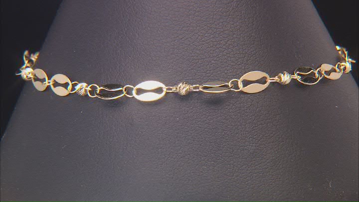 10k Yellow Gold Oval Mirror Link Bead Station Bracelet Video Thumbnail