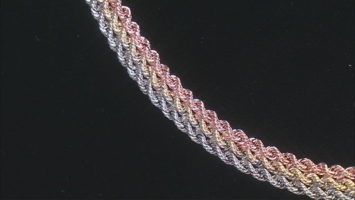 Splendido Oro™ 14k White, Yellow and Rose Gold 3-Strand Rope Necklace Video Thumbnail