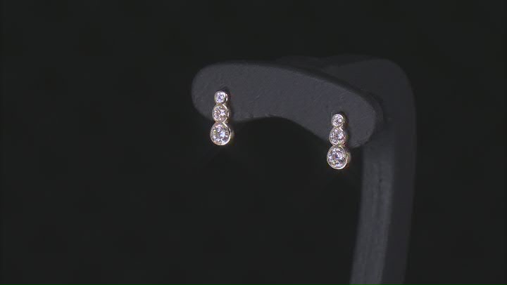 14k Yellow Gold Cubic Zirconia Graduated Stud Earrings 0.25ctw Video Thumbnail