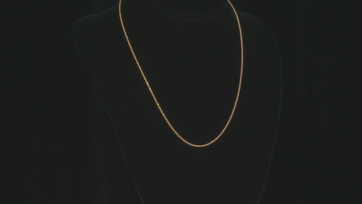 10k Yellow Gold Hollow 1.5mm Diamond Cut Rope 18 inch Chain Necklace Video Thumbnail