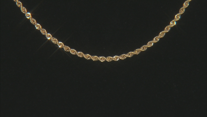 10k Yellow Gold Hollow 1.5mm Diamond Cut Rope 18 inch Chain Necklace Video Thumbnail