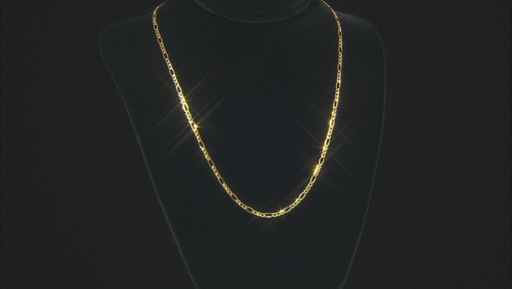10k Yellow Gold 3.2mm Figaro 20 inch Chain Necklace Video Thumbnail