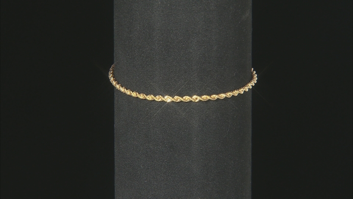 10k Yellow Gold 2.12mm Silk Rope 7 1/2 inch bracelet Video Thumbnail