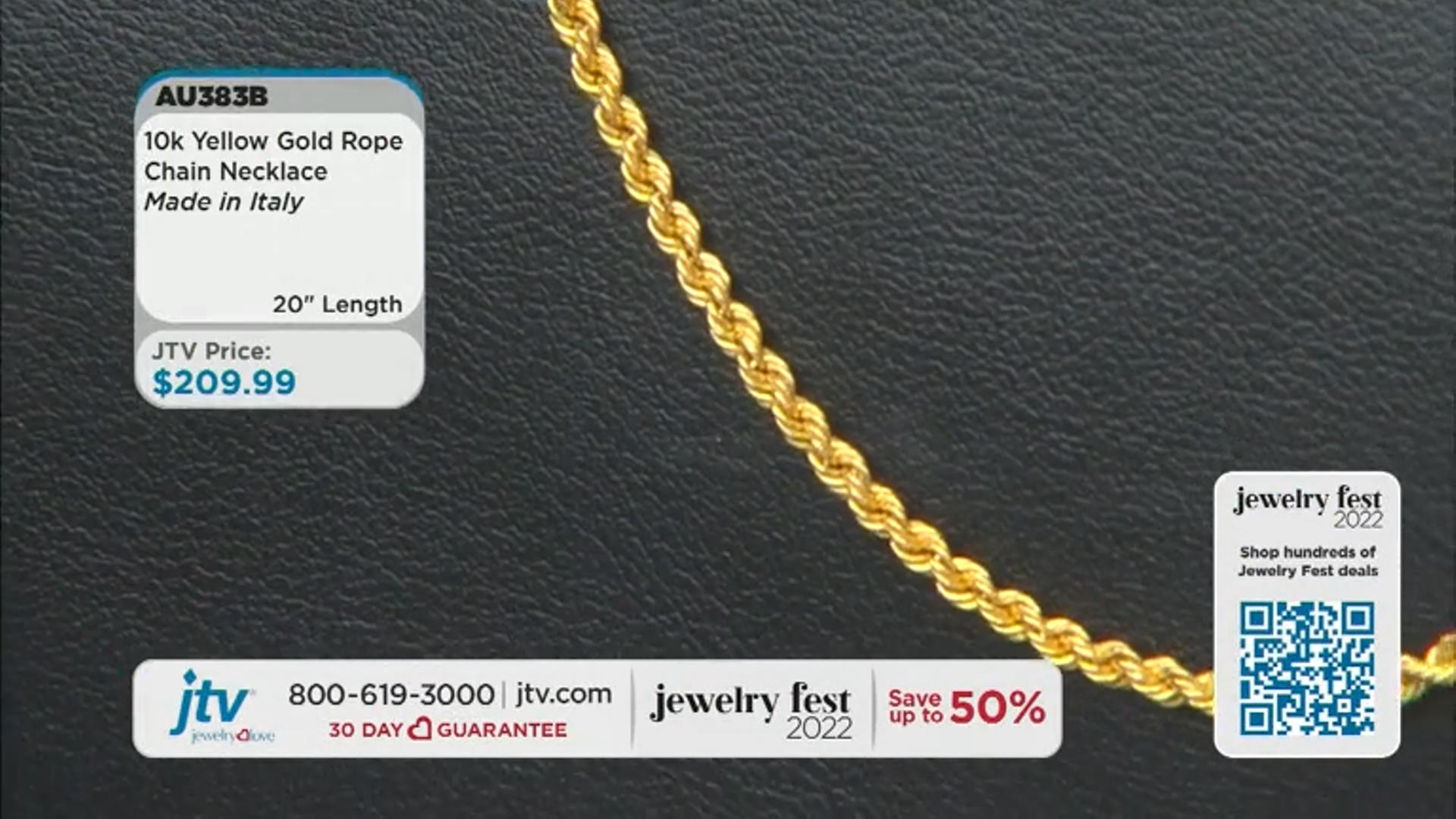 10K Yellow Gold Rope Chain Necklace 20 Inch