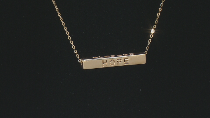 14K Yellow Gold "Inspiration" Bar With Flat Rolo Chain Necklace 18 Inch Video Thumbnail