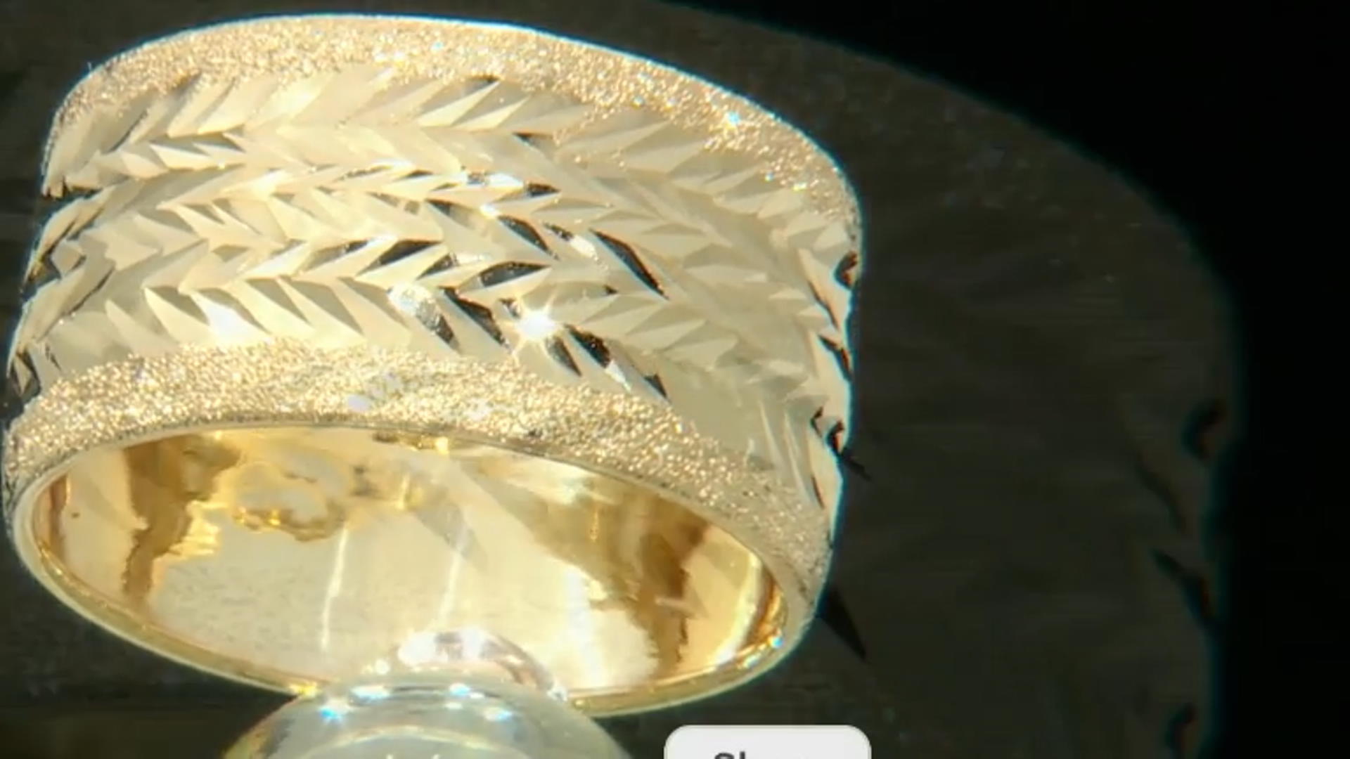 10K Yellow Gold Wide Diamond Cut Textured Ring Video Thumbnail