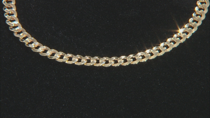 10K Yellow Gold Faceted Curb Bracelet 7.25 Inch Video Thumbnail