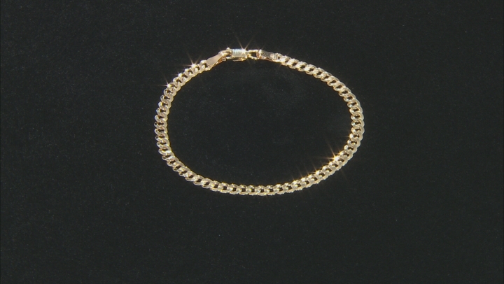10K Yellow Gold Faceted Curb Bracelet 7.25 Inch