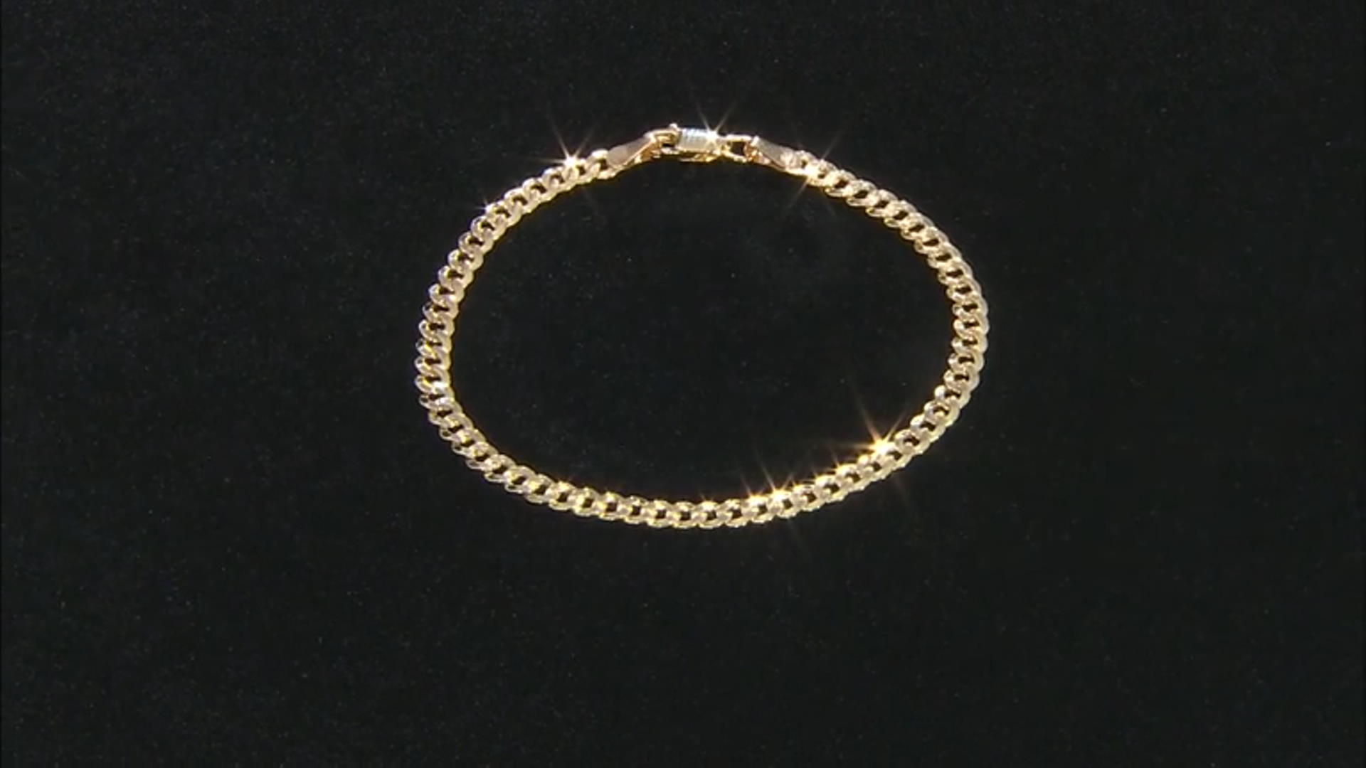 10K Yellow Gold Faceted Curb 8 Inch Bracelet Video Thumbnail