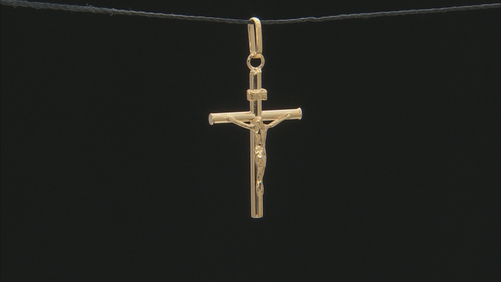 10K Yellow Gold Crucifix Pendant Video Thumbnail