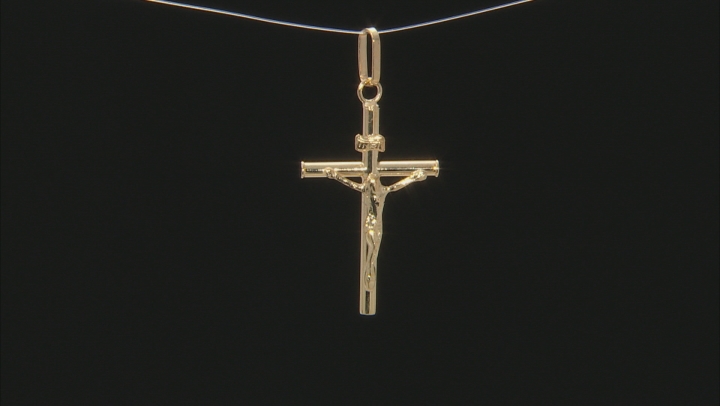 10K Yellow Gold Crucifix Pendant Video Thumbnail