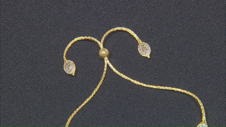 14K Yellow Gold Crochet Slider Bracelet With Cubic Zirconia