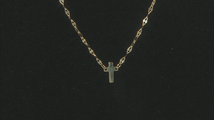 10K Yellow Gold Cross 18 Inch Mirror Necklace Video Thumbnail