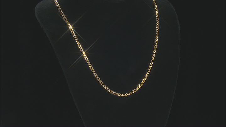 10K Yellow Gold 3.25MM Curb Chain Necklace 24 Inches Video Thumbnail