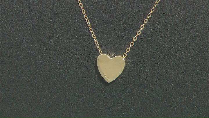 10k Yellow Gold Heart Necklace 18 inch Video Thumbnail