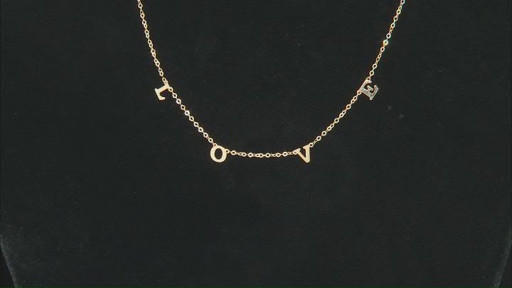 10K Yellow Gold "Love" Cable Chain 18 Inch Necklace Video Thumbnail