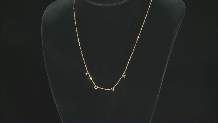 10K Yellow Gold "Love" Cable Chain 18 Inch Necklace Video Thumbnail