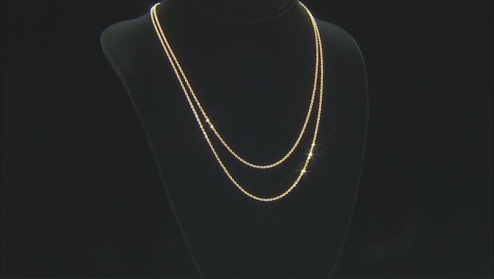 10K Yellow Gold Set of Two 1MM Rope Chain 18 and 20 Inch Necklaces Video Thumbnail