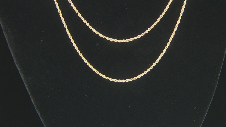 10K Yellow Gold Set of Two 1MM Rope Chain 18 and 20 Inch Necklaces Video Thumbnail
