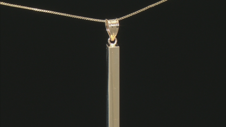 10K Yellow Gold Polished Square Tubing Drop Pendant with 18 Inch Box Chain