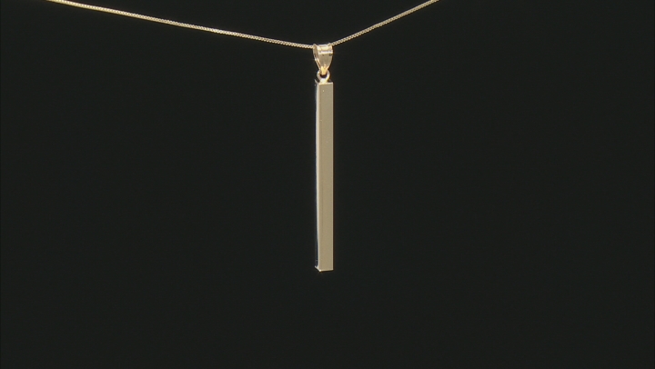 10K Yellow Gold Polished Square Tubing Drop Pendant with 18 Inch Box Chain Video Thumbnail
